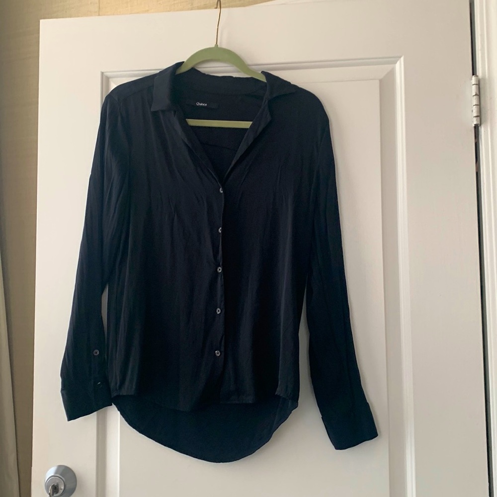 Quince Black Silk Blouse
